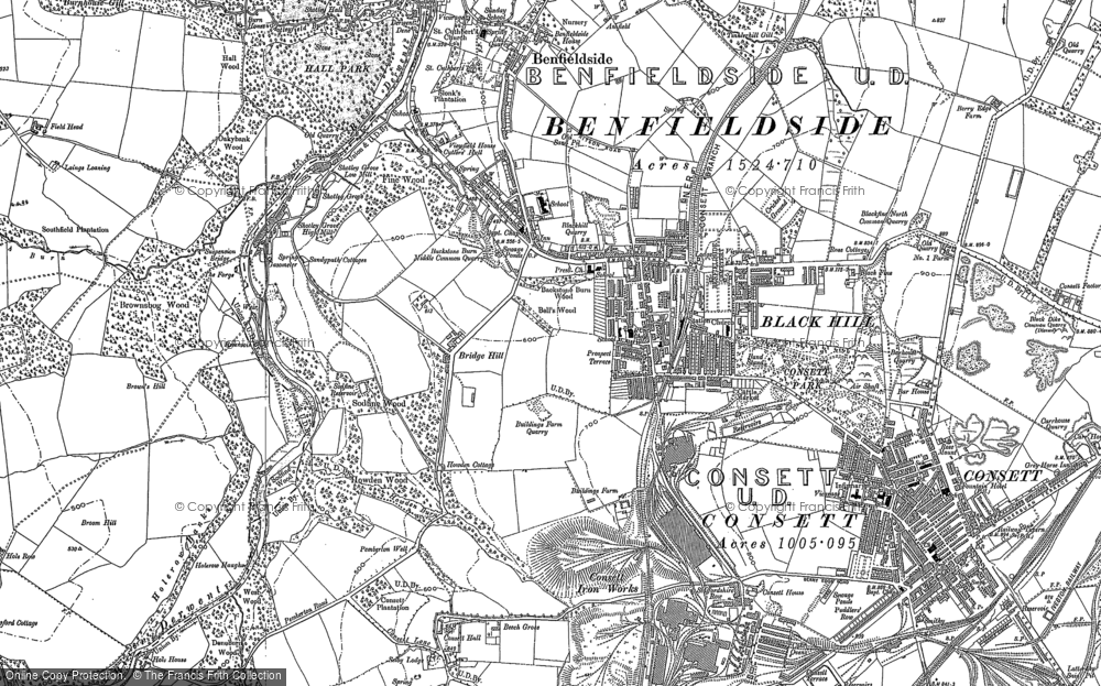 Old Map of Consett, 1916 - 1919 in 1916