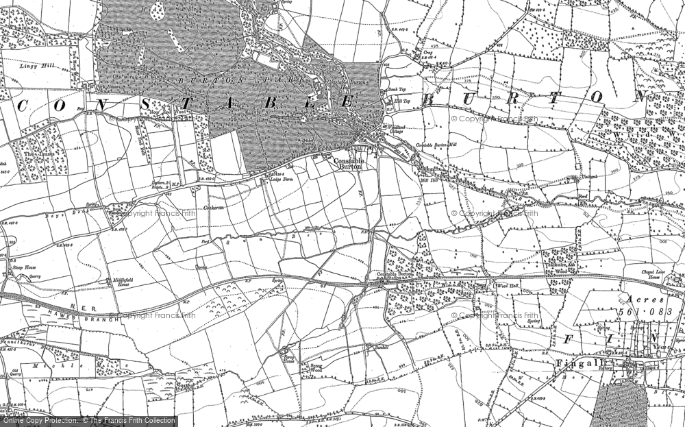Old Map of Historic Map covering Burton Beck in 1891