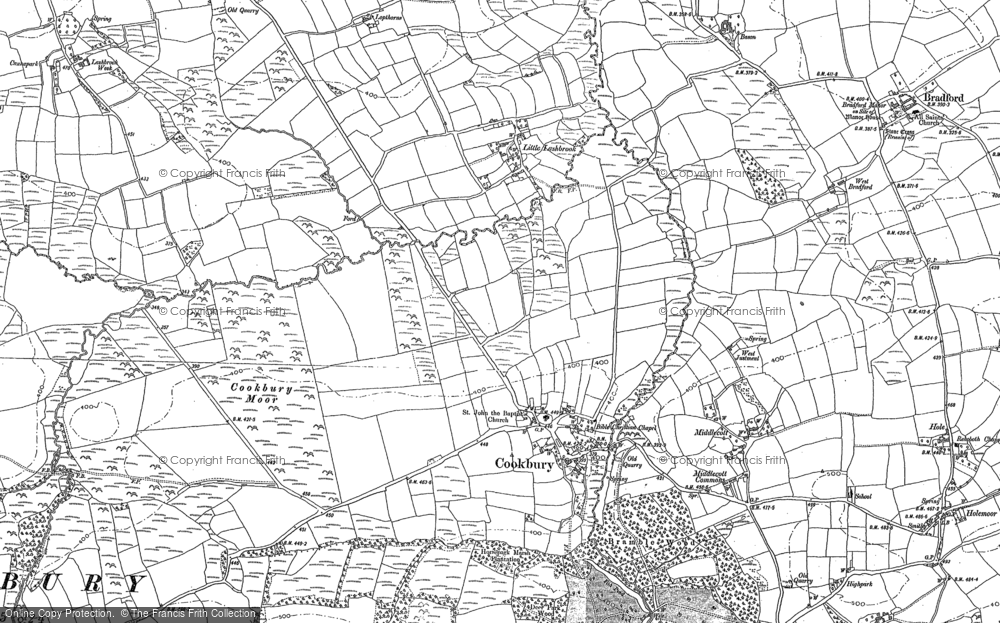 Old Map of Cookbury, 1883 - 1884 in 1883