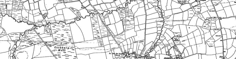 Old map of Cookbury in 1883