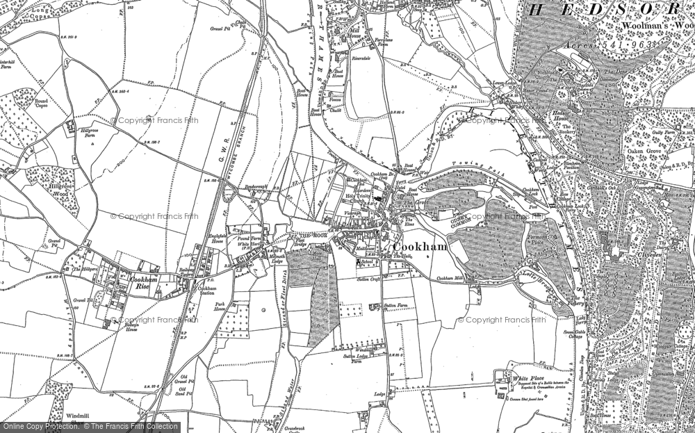 Old Map of Historic Map covering Cookham Rise in 1910
