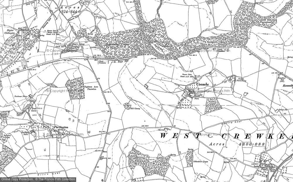 Old Map of Coombe, 1886 in 1886