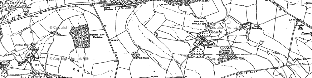 Old map of Coombe in 1886
