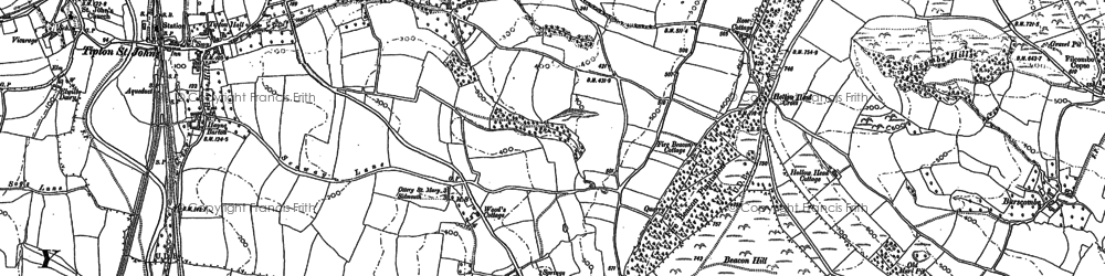 Old map of White Cross in 1888