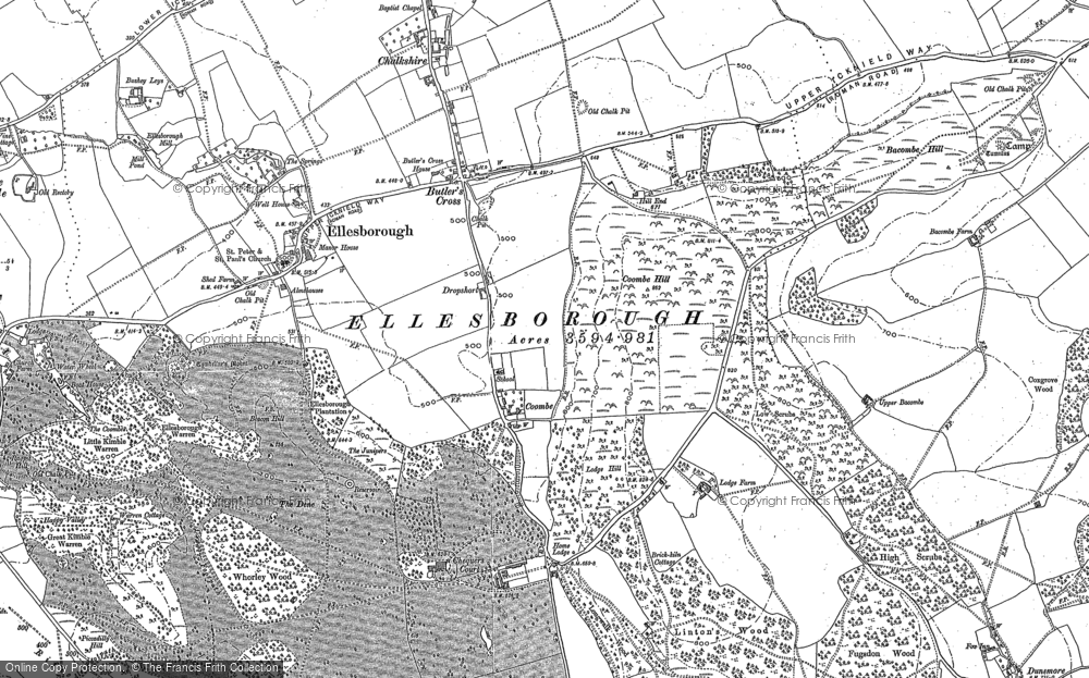 Old Map of Historic Map covering Bacombe Hill in 1897