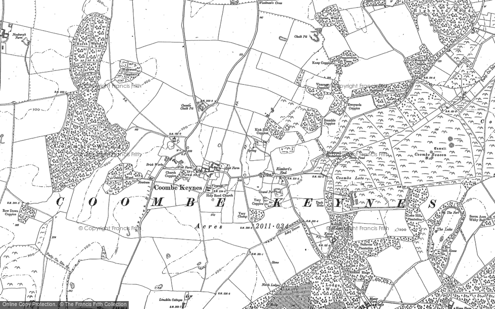 Old Map of Coombe Keynes, 1886 - 1900 in 1886