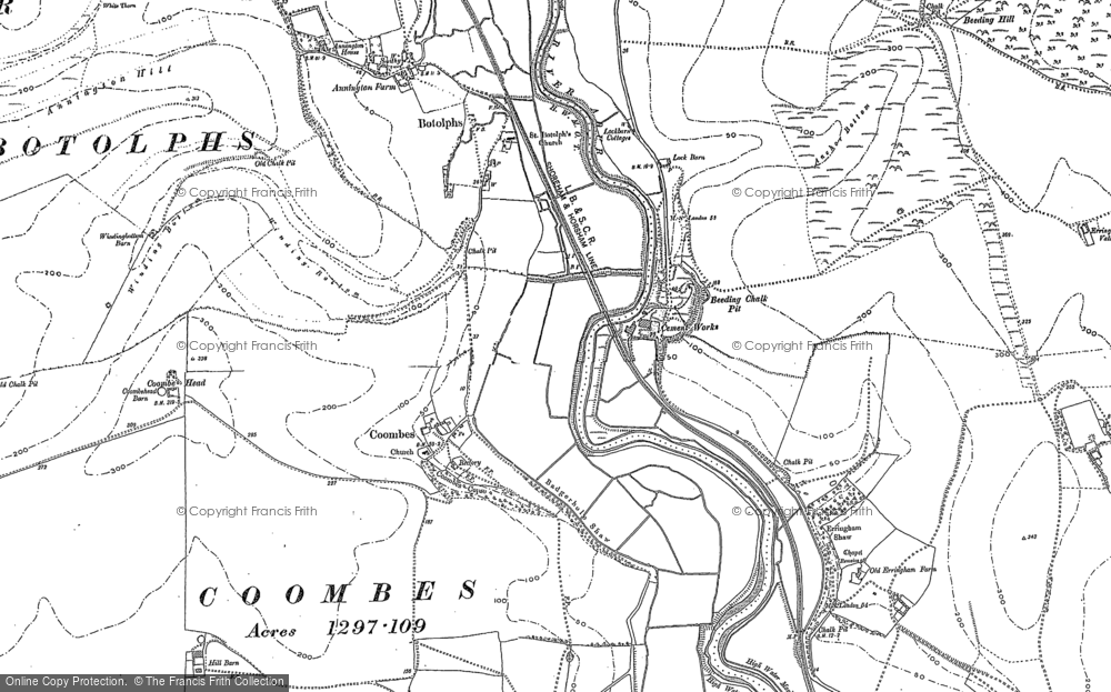 Old Map of Historic Map covering Annington Hill Barn in 1875