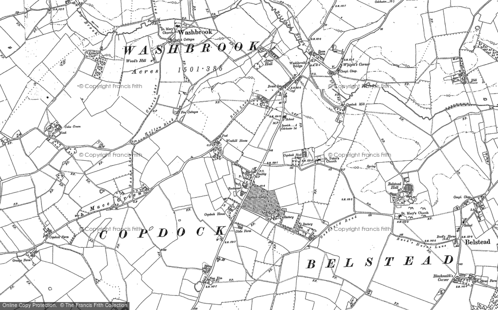 Old Map of Copdock, 1881 - 1884 in 1881