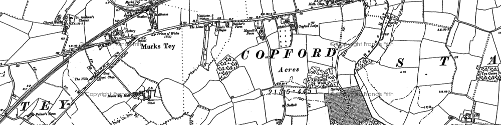 Old map of Copford Green in 1896