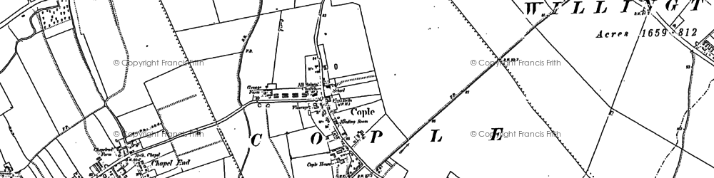 Old map of Cople in 1882