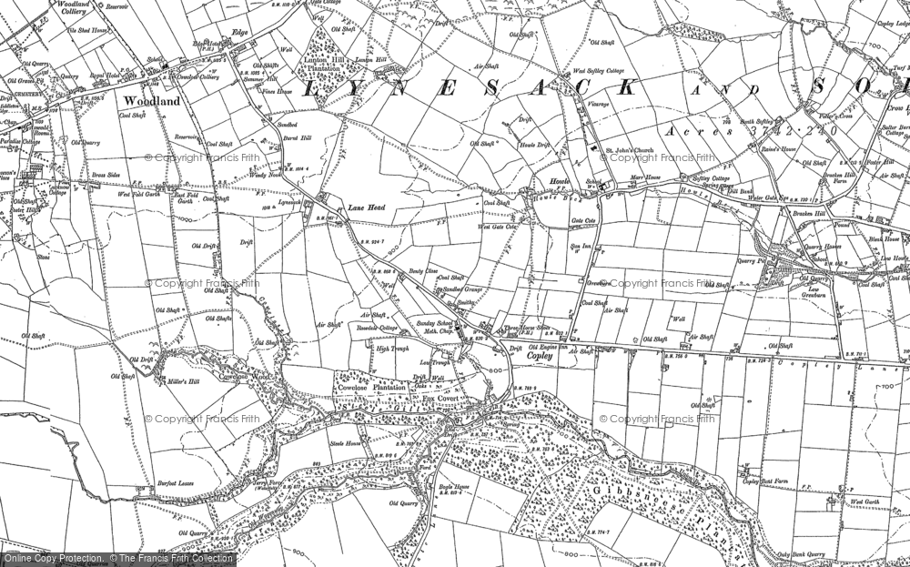 Old Map of Historic Map covering Wheatley Wood in 1896