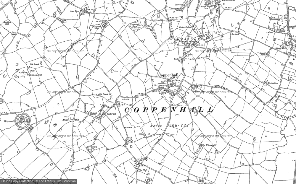 Old Map of Coppenhall, 1882 - 1884 in 1882