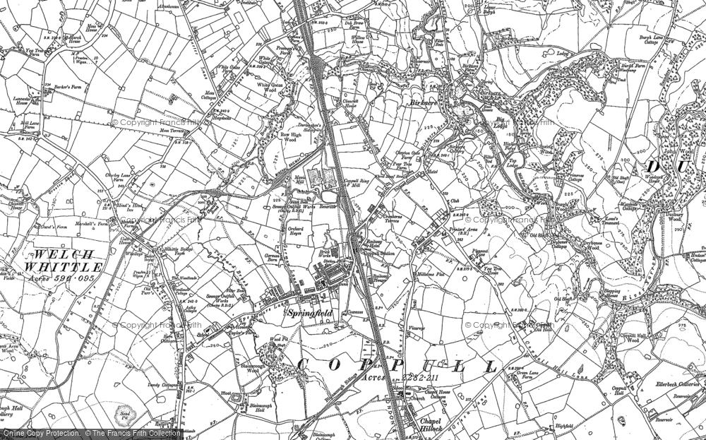 Old Map of Historic Map covering Langtree Old Hall in 1892