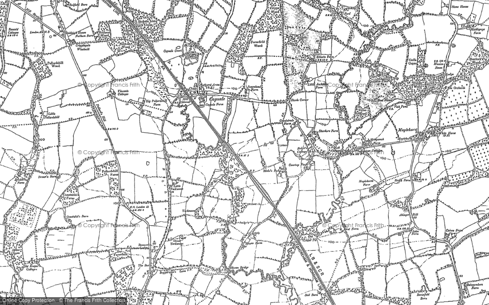 Old Map of Historic Map covering Bournehill Ho in 1896