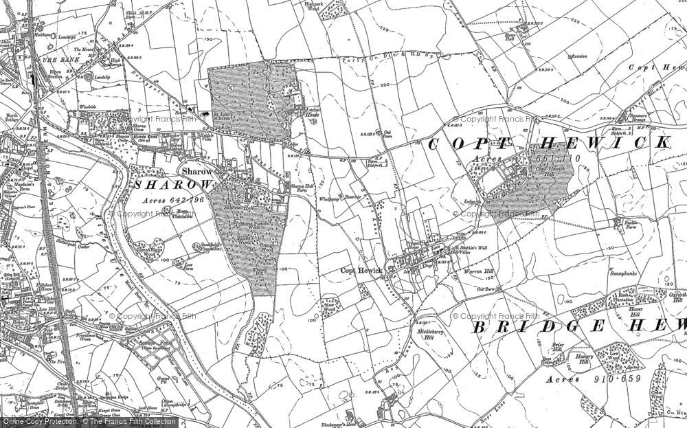Old Map of Copt Hewick, 1890 in 1890