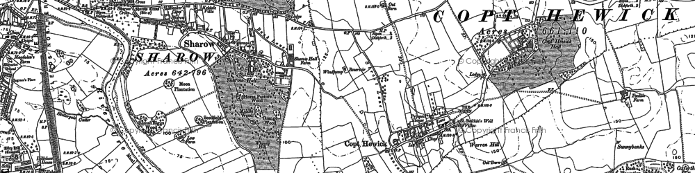 Old map of Copt Hewick in 1890