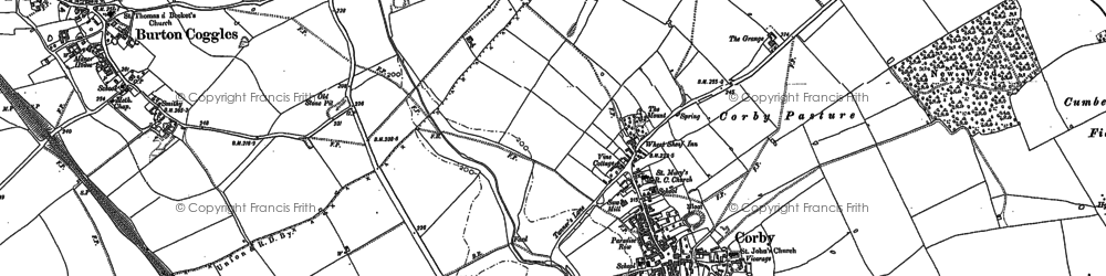 Old map of Corby Glen in 1887