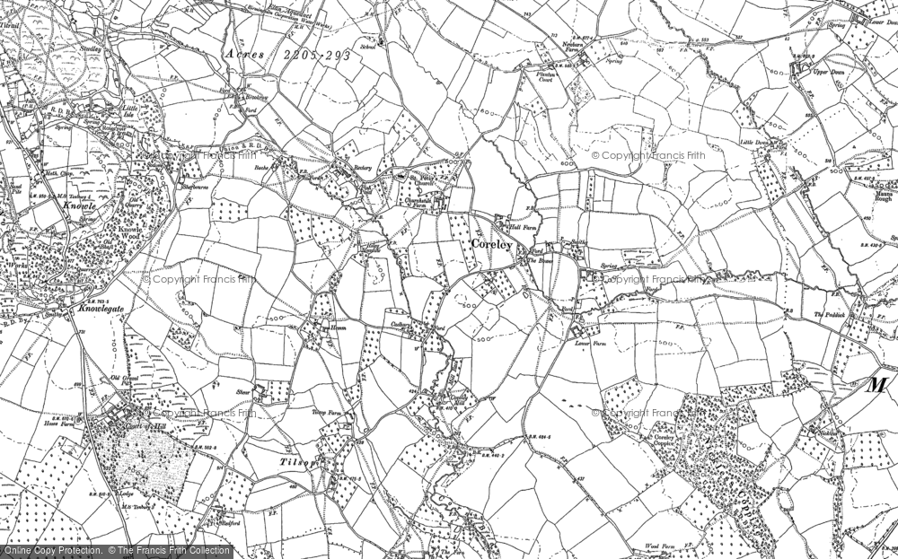 Old Map of Coreley, 1883 in 1883