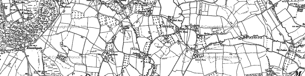 Old map of Coreley in 1883