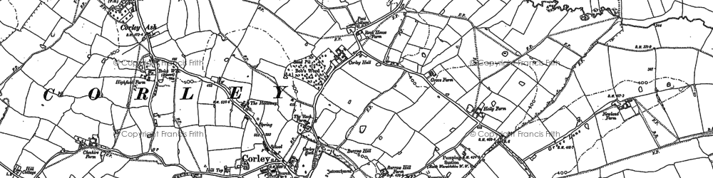 Old map of Corley Ash in 1887