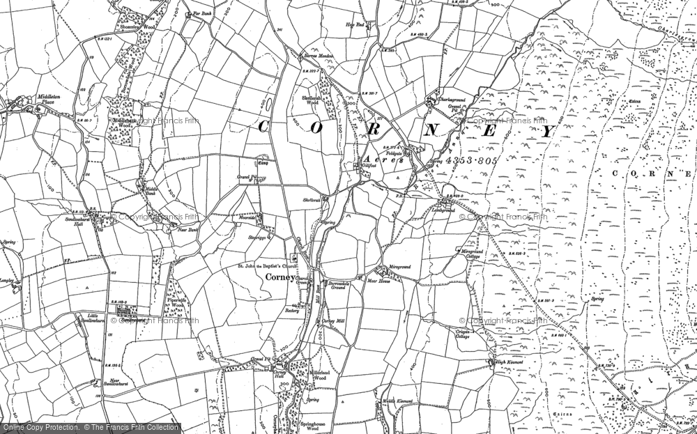 Old Map of Historic Map covering Burn Moor in 1898
