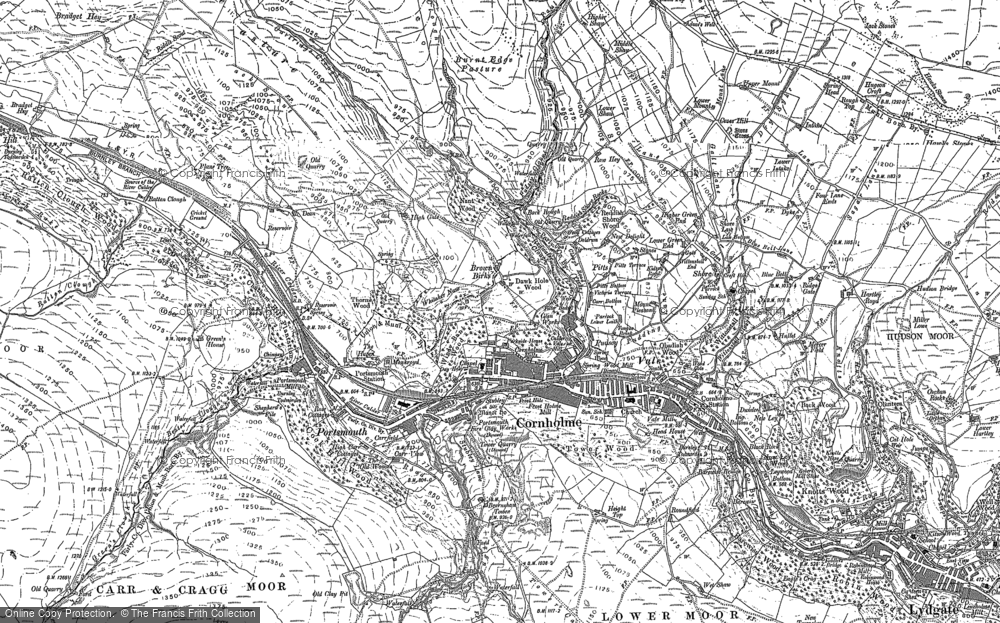 Old Map of Historic Map covering Black Hameldon in 1892
