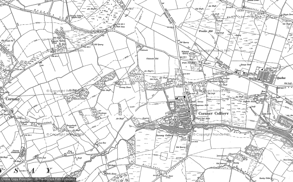 Old Map of Cornsay Colliery, 1895 in 1895