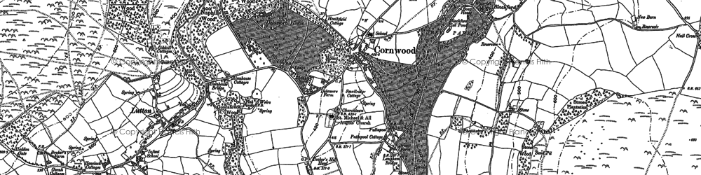 Old map of Cornwood in 1886