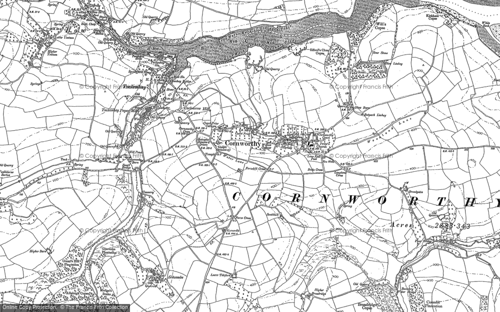 Old Map of Cornworthy, 1886 in 1886
