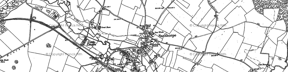 Old map of Corpusty in 1885
