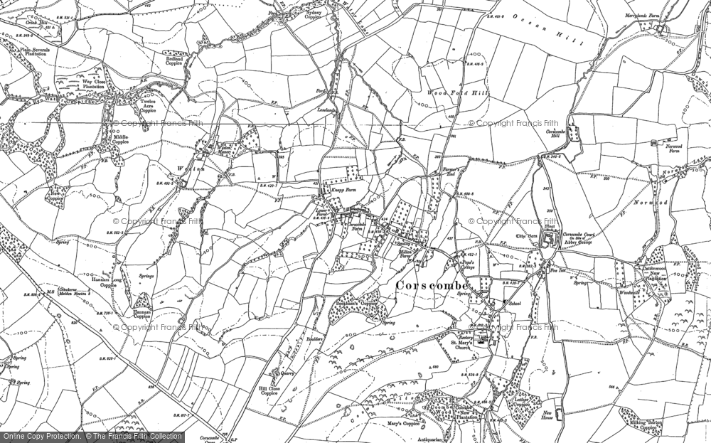 Old Map of Corscombe, 1887 - 1901 in 1887