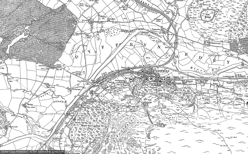 Old Map of Corwen, 1886 - 1899 in 1886