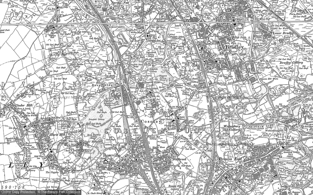 Old Map of Coseley, 1885 in 1885