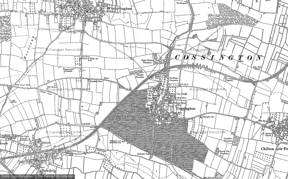 Old Map of Historic Map covering Bawdrip Level in 1885