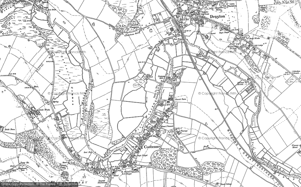 Old Map of Costessey, 1882 - 1884 in 1882