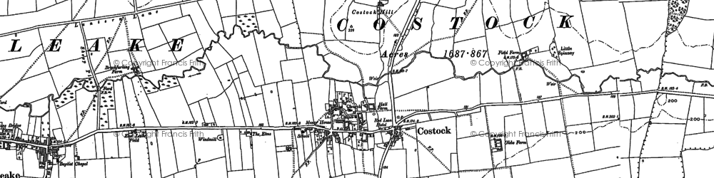 Old map of Costock Hill in 1883