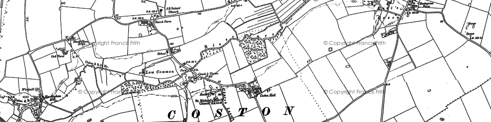 Old map of Coston in 1882