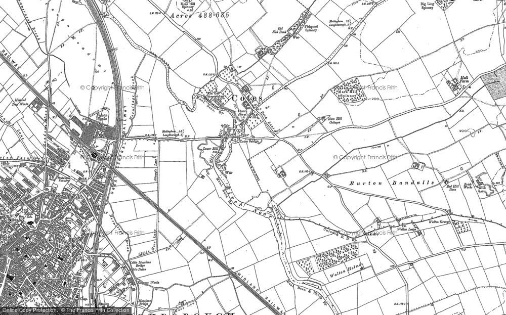 Old Map of Historic Map covering Burton Bandalls in 1883