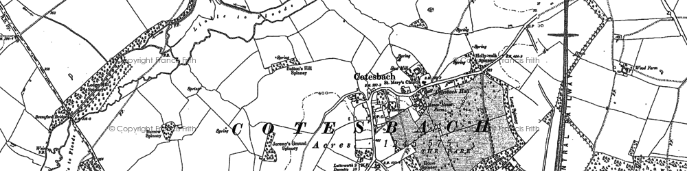 Old map of Cotesbach in 1885