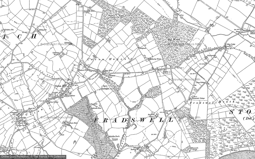 Old Map of Historic Map covering Birchwood Park in 1881