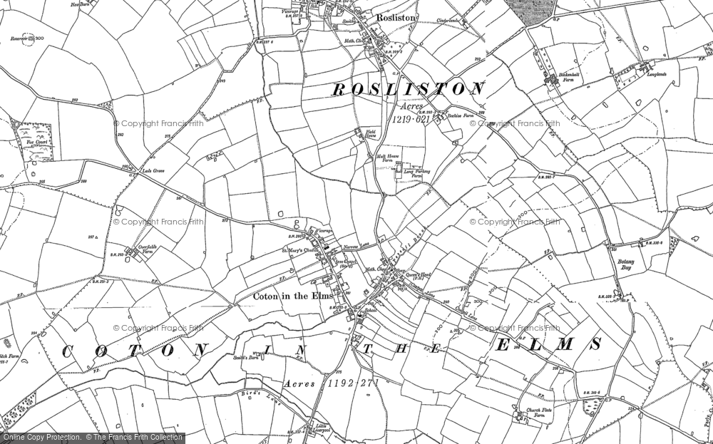 Old Map of Coton in the Elms, 1900 in 1900