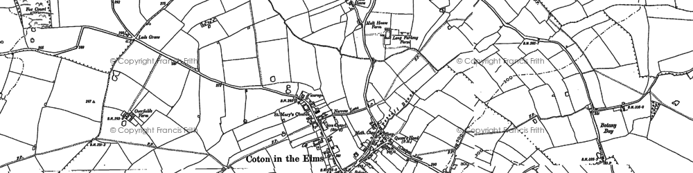 Old map of Coton in the Elms in 1900