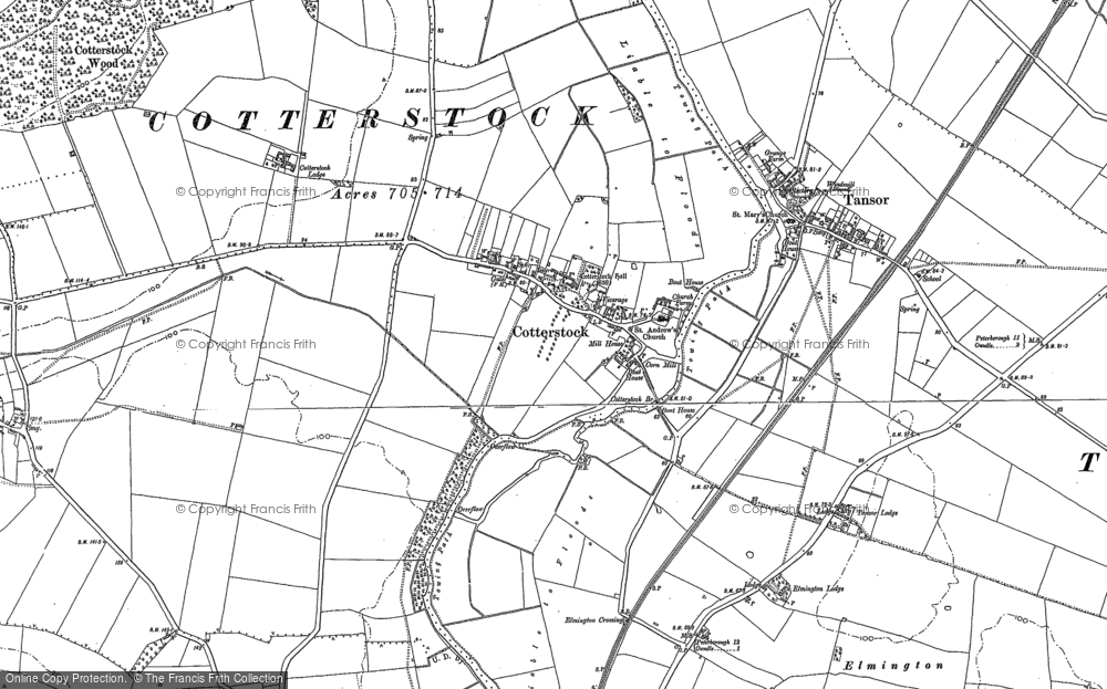 Old Map of Cotterstock, 1885 - 1899 in 1885