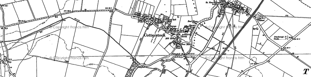 Old map of Cotterstock in 1885