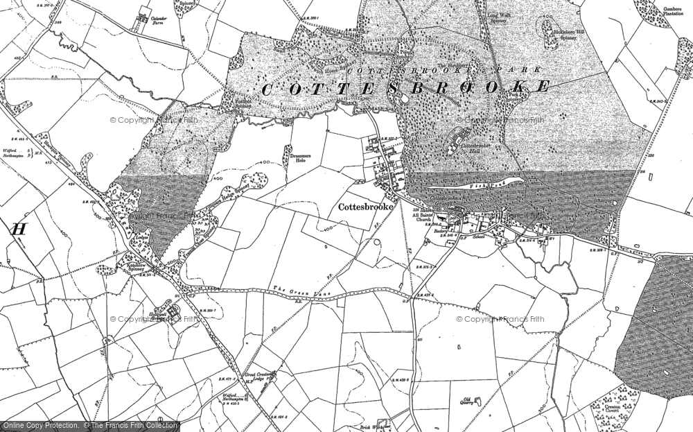 Old Map of Cottesbrooke, 1884 in 1884