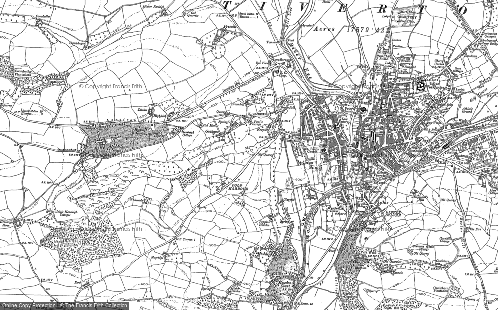 Old Map of Historic Map covering Whitcombe in 1886