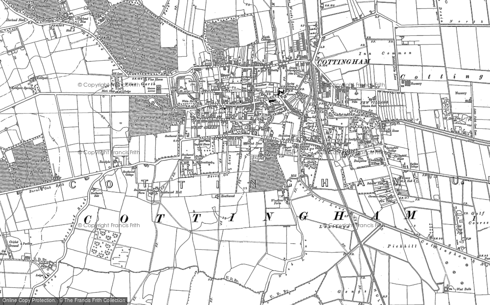 Old Map of Cottingham, 1853 - 1890 in 1853