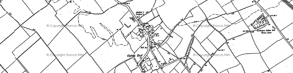 Old map of Cotton End in 1882