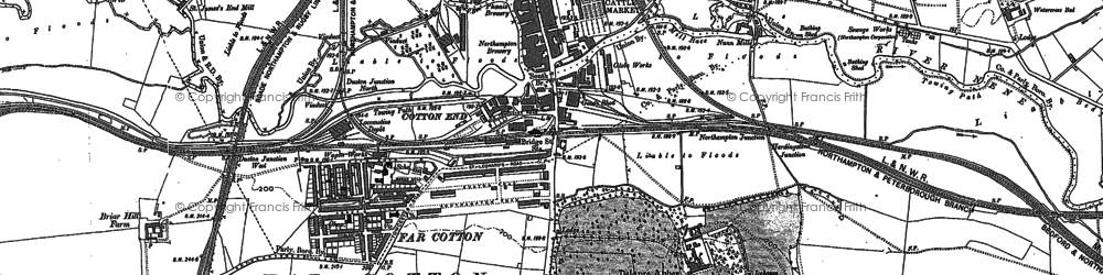 Old map of Cotton End in 1884