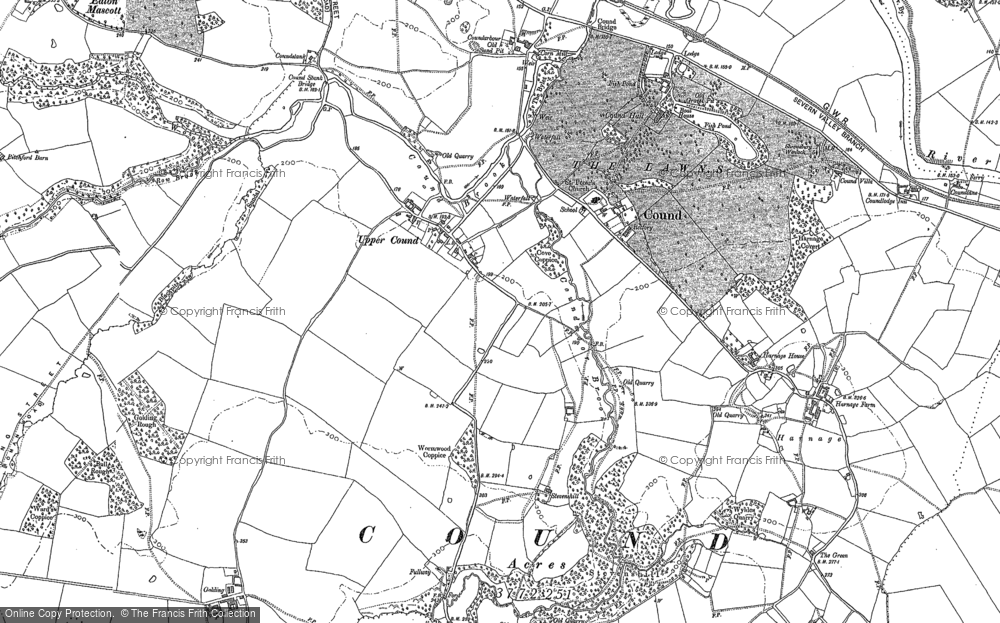 Old Map of Cound, 1882 in 1882